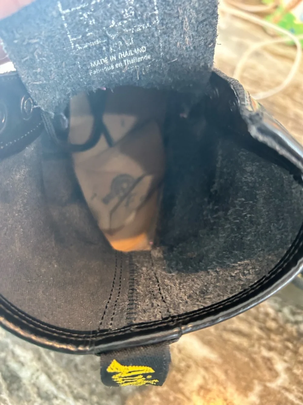 Dr. Martens Black Patent Combat Boots size tag faded 8? Have wear cracking punk - Picture 12 of 16